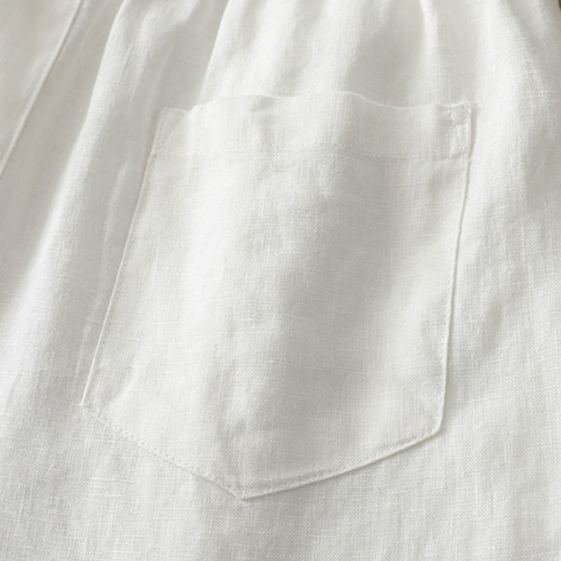 Pantaloni larghi da donna in cotone tinta unita con bottoni e tasche, modello Buddha Stones - image 12