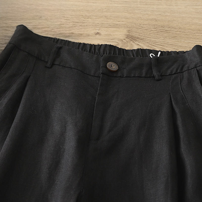 Pantaloni larghi da donna in cotone tinta unita con bottoni e tasche, modello Buddha Stones - image 17
