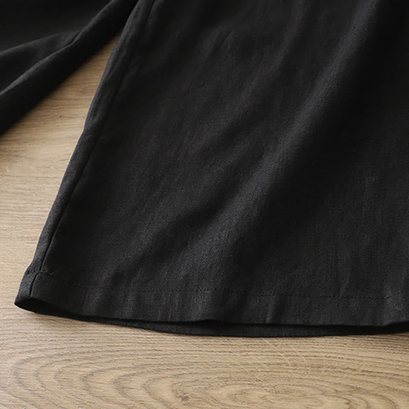 Pantaloni larghi da donna in cotone tinta unita con bottoni e tasche, modello Buddha Stones - image 18
