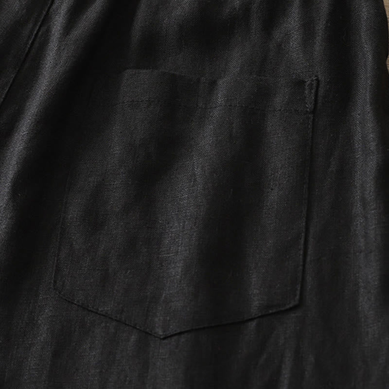 Pantaloni larghi da donna in cotone tinta unita con bottoni e tasche, modello Buddha Stones - image 19