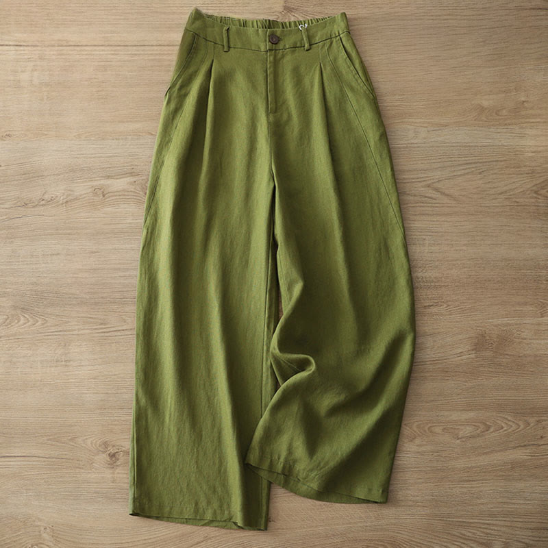 Pantaloni larghi da donna in cotone tinta unita con bottoni e tasche, modello Buddha Stones - Verde oliva - US8-10, UK/AU12-14, EU40-42 (2XL) - image 20