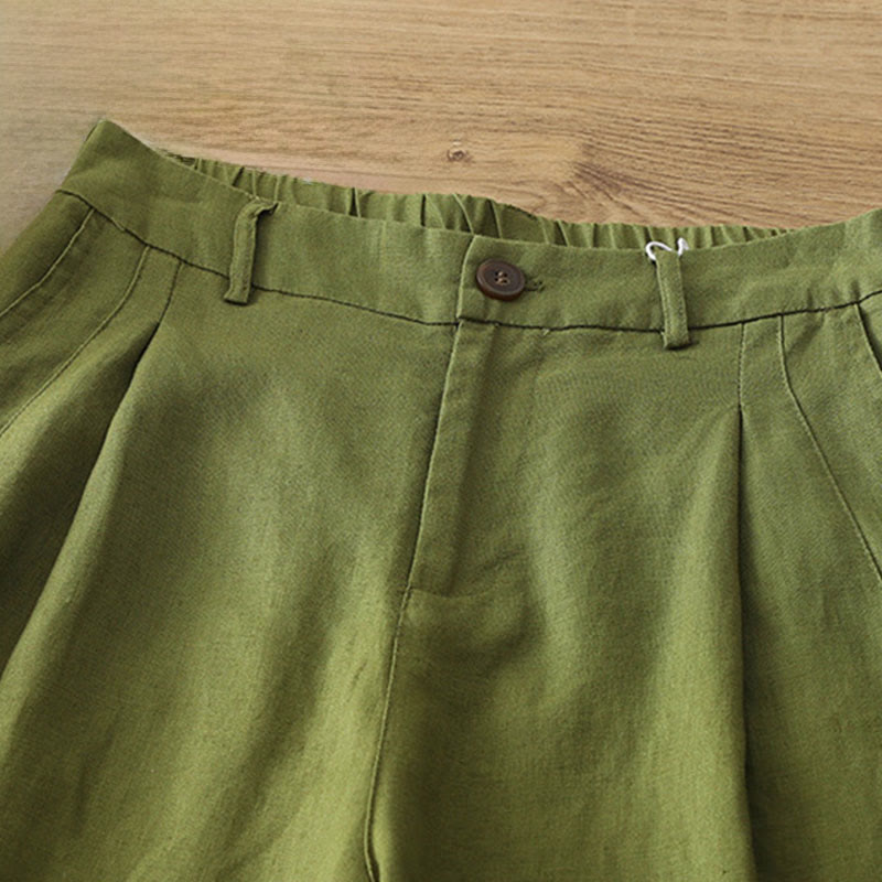 Pantaloni larghi da donna in cotone tinta unita con bottoni e tasche, modello Buddha Stones - image 21