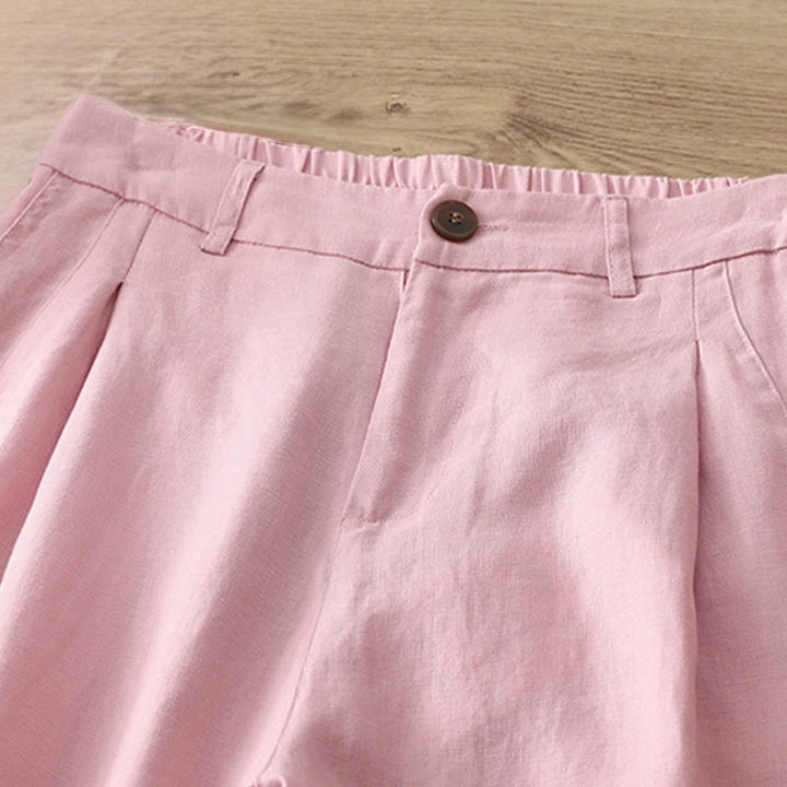 Pantaloni larghi da donna in cotone tinta unita con bottoni e tasche, modello Buddha Stones - image 27