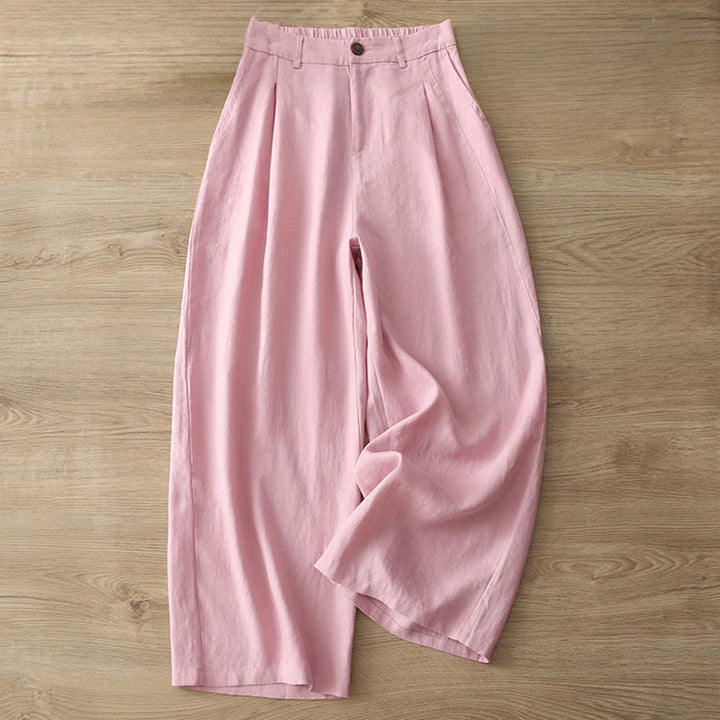 Pantaloni larghi da donna in cotone tinta unita con bottoni e tasche, modello Buddha Stones - Rosa - US8-10, UK/AU12-14, EU40-42 (2XL) - image 25