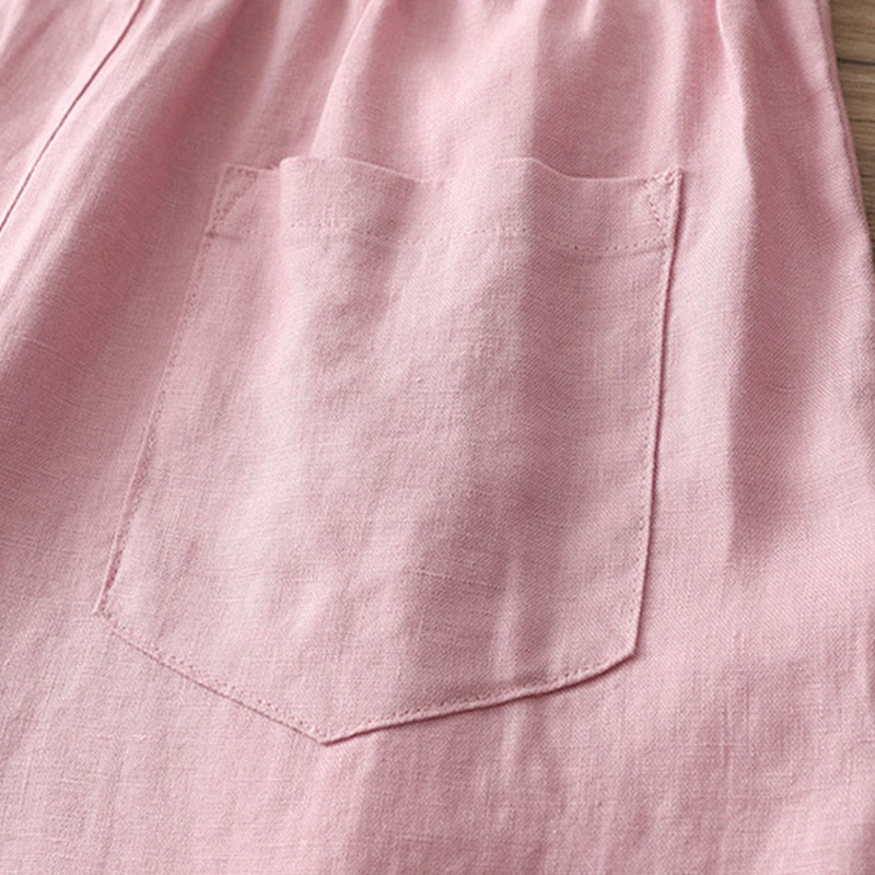 Pantaloni larghi da donna in cotone tinta unita con bottoni e tasche, modello Buddha Stones - image 29