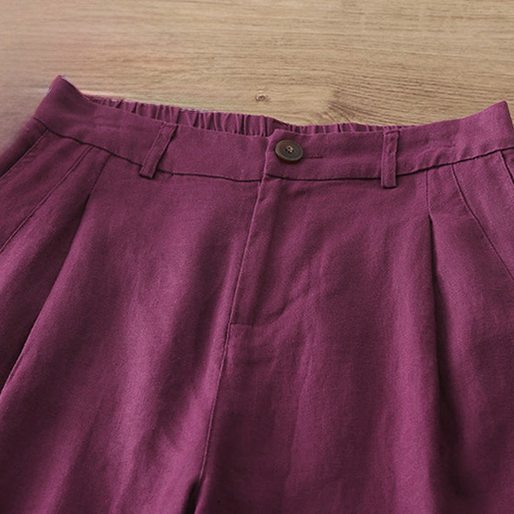 Pantaloni larghi da donna in cotone tinta unita con bottoni e tasche, modello Buddha Stones - image 31