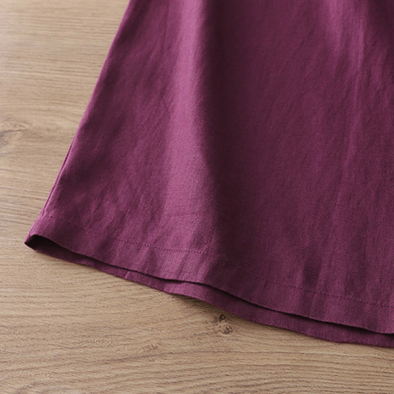 Pantaloni larghi da donna in cotone tinta unita con bottoni e tasche, modello Buddha Stones - image 32