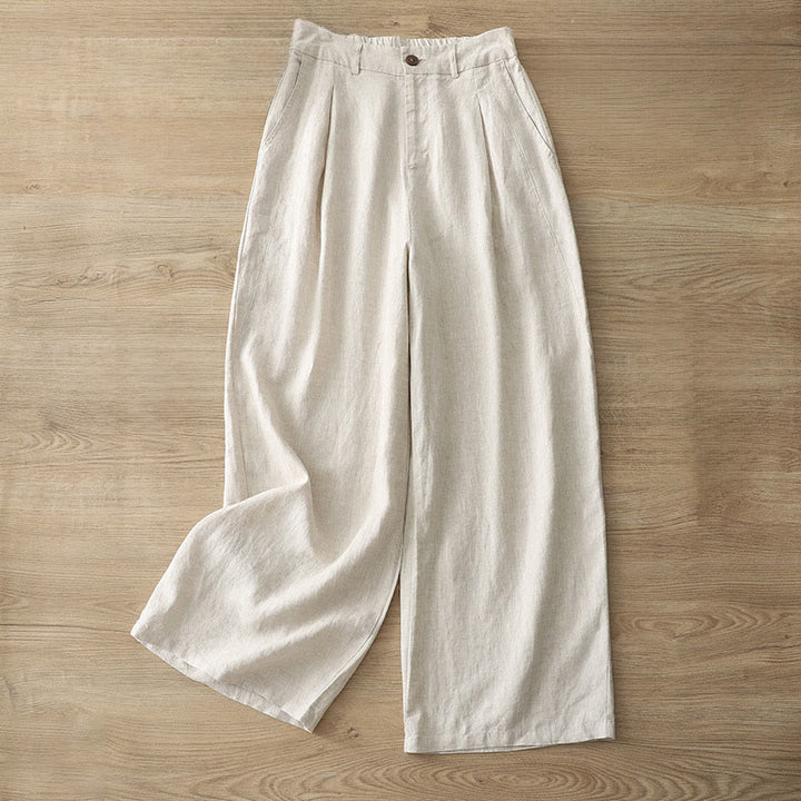Pantaloni larghi da donna in cotone tinta unita con bottoni e tasche, modello Buddha Stones - Beige - US8-10, UK/AU12-14, EU40-42 (2XL) - image 34