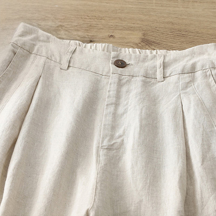 Pantaloni larghi da donna in cotone tinta unita con bottoni e tasche, modello Buddha Stones - image 37