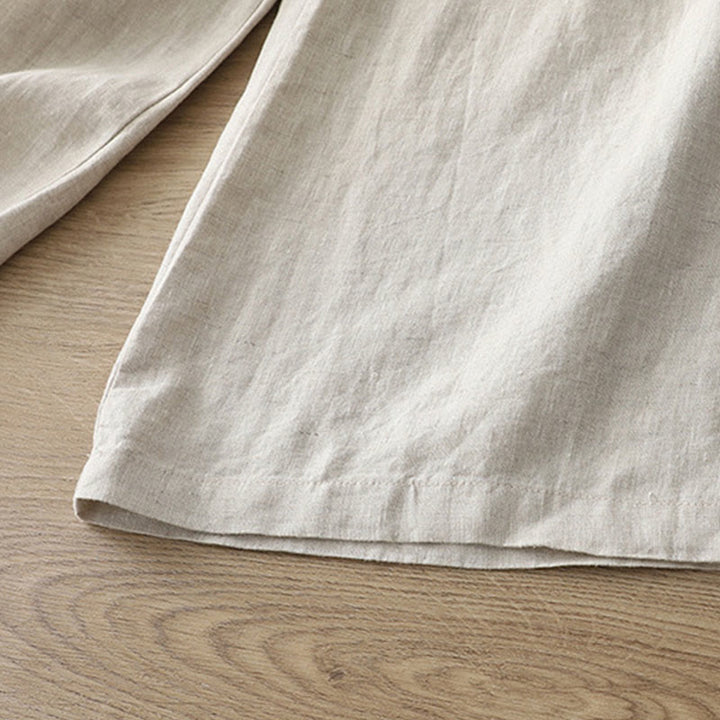 Pantaloni larghi da donna in cotone tinta unita con bottoni e tasche, modello Buddha Stones - image 35