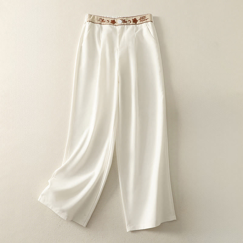 Pantaloni larghi da donna in poliestere con tasche e motivo ricamato con Buddha Stones - Nevicare - US12, UK/AU16, EU44 (2XL) - image 1