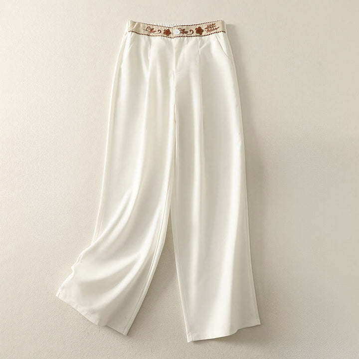 Pantaloni larghi da donna in poliestere con tasche e motivo ricamato con Buddha Stones - Nevicare - US12, UK/AU16, EU44 (2XL) - image 1