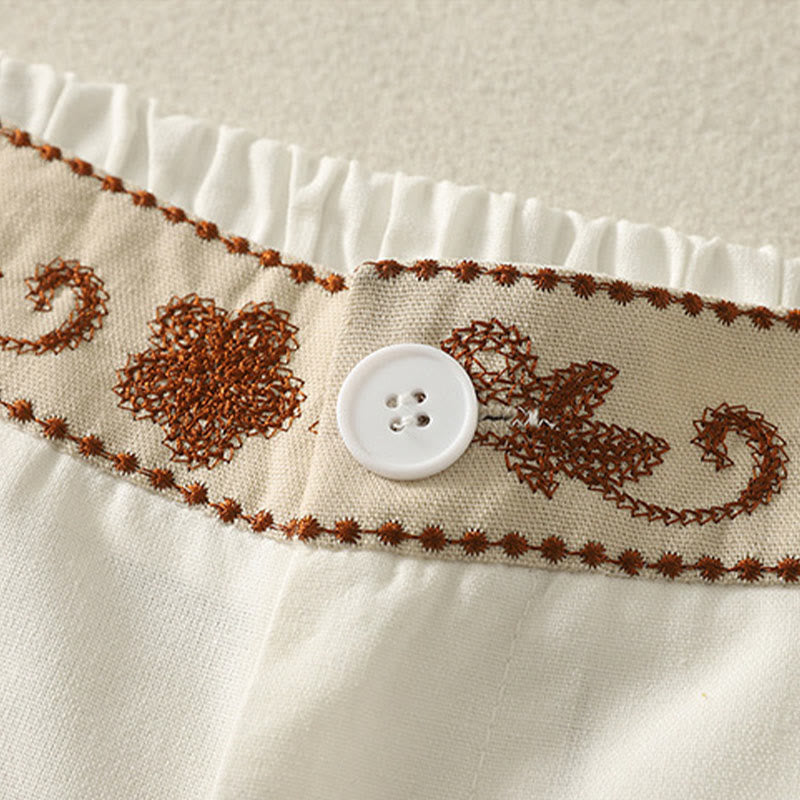 Pantaloni larghi da donna in poliestere con tasche e motivo ricamato con Buddha Stones - image 4