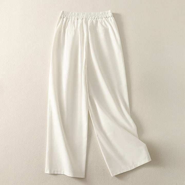 Pantaloni larghi da donna in poliestere con tasche e motivo ricamato con Buddha Stones - image 2