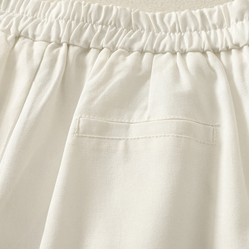 Pantaloni larghi da donna in poliestere con tasche e motivo ricamato con Buddha Stones - image 8