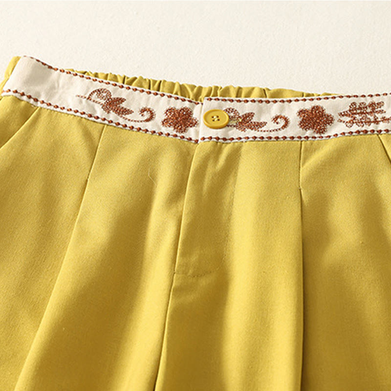 Pantaloni larghi da donna in poliestere con tasche e motivo ricamato con Buddha Stones - image 11