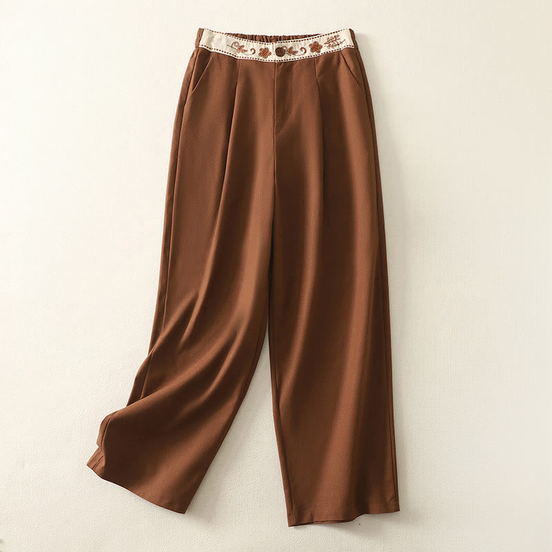 Pantaloni larghi da donna in poliestere con tasche e motivo ricamato con Buddha Stones - Siena - US12, UK/AU16, EU44 (2XL) - image 20