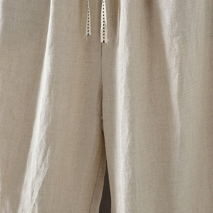 Pantaloni da donna in cotone a gamba dritta con tasche, Buddha Stones, casual, con cuciture colorate - image 8
