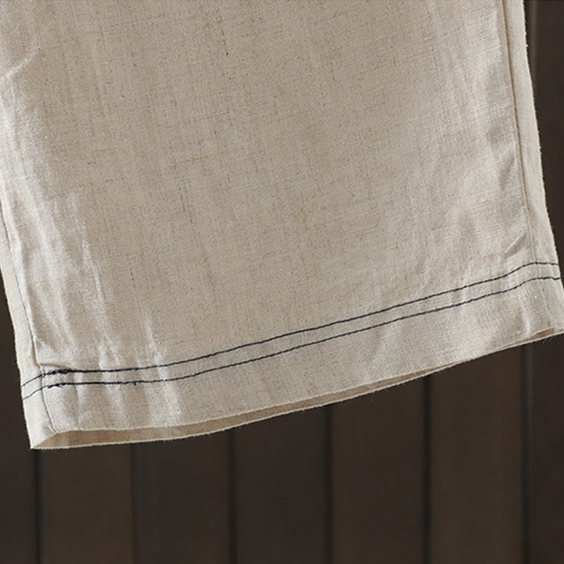 Pantaloni da donna in cotone a gamba dritta con tasche, Buddha Stones, casual, con cuciture colorate - image 9
