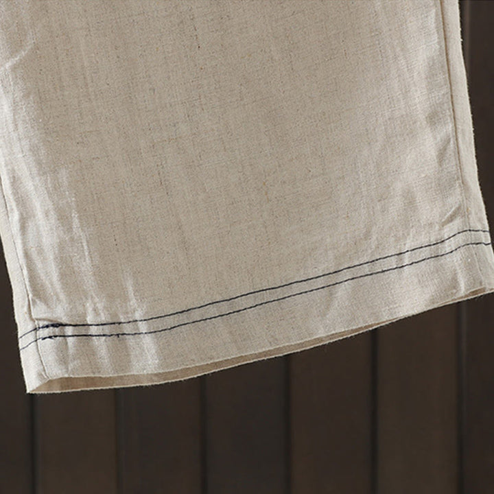 Pantaloni da donna in cotone a gamba dritta con tasche, Buddha Stones, casual, con cuciture colorate - image 9