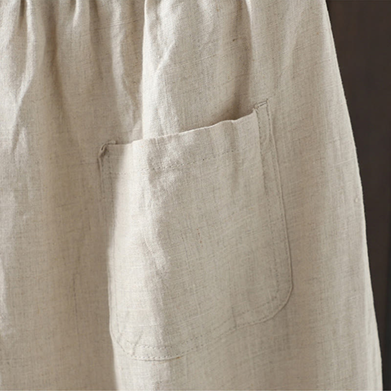 Pantaloni da donna in cotone a gamba dritta con tasche, Buddha Stones, casual, con cuciture colorate - image 7