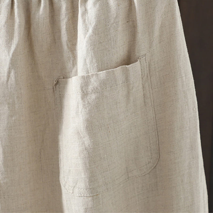 Pantaloni da donna in cotone a gamba dritta con tasche, Buddha Stones, casual, con cuciture colorate - image 7