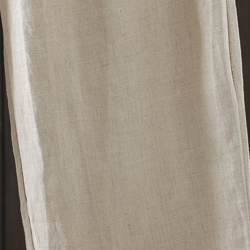 Pantaloni da donna in cotone a gamba dritta con tasche, Buddha Stones, casual, con cuciture colorate - image 6
