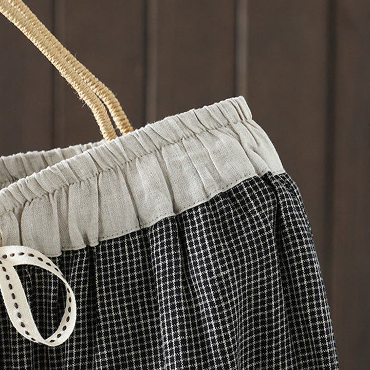 Pantaloni da donna in cotone a gamba dritta con tasche, Buddha Stones, casual, con cuciture colorate - image 13
