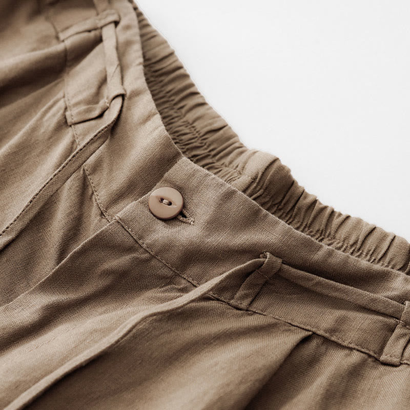 Pantaloni da donna in cotone con tasche, casual e tinta unita , Buddha Stones - image 2