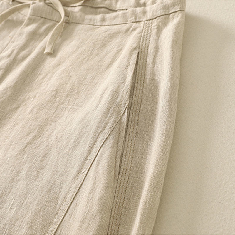 Pantaloni casual da donna in cotone con tasche Buddha Stones, tinta unita - image 2