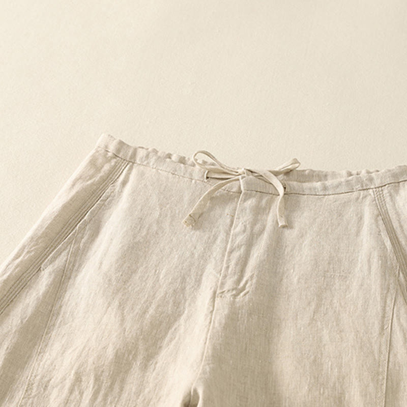 Pantaloni casual da donna in cotone con tasche Buddha Stones, tinta unita - image 1