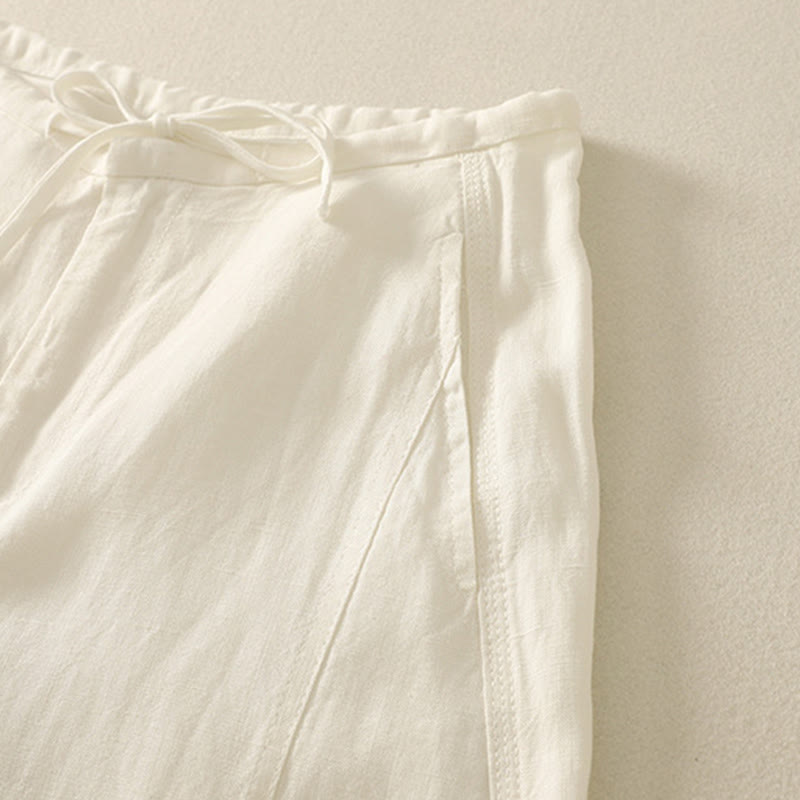 Pantaloni casual da donna in cotone con tasche Buddha Stones, tinta unita - image 6