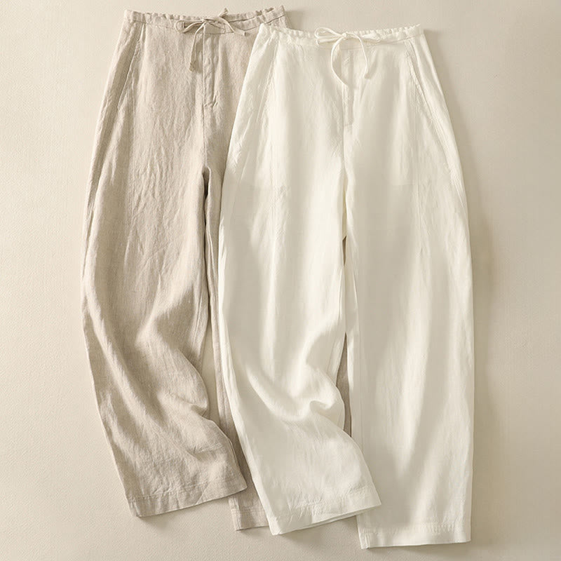 Pantaloni casual da donna in cotone con tasche Buddha Stones, tinta unita - image 13