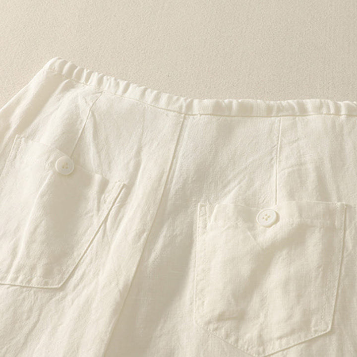 Pantaloni casual da donna in cotone con tasche Buddha Stones, tinta unita - image 11