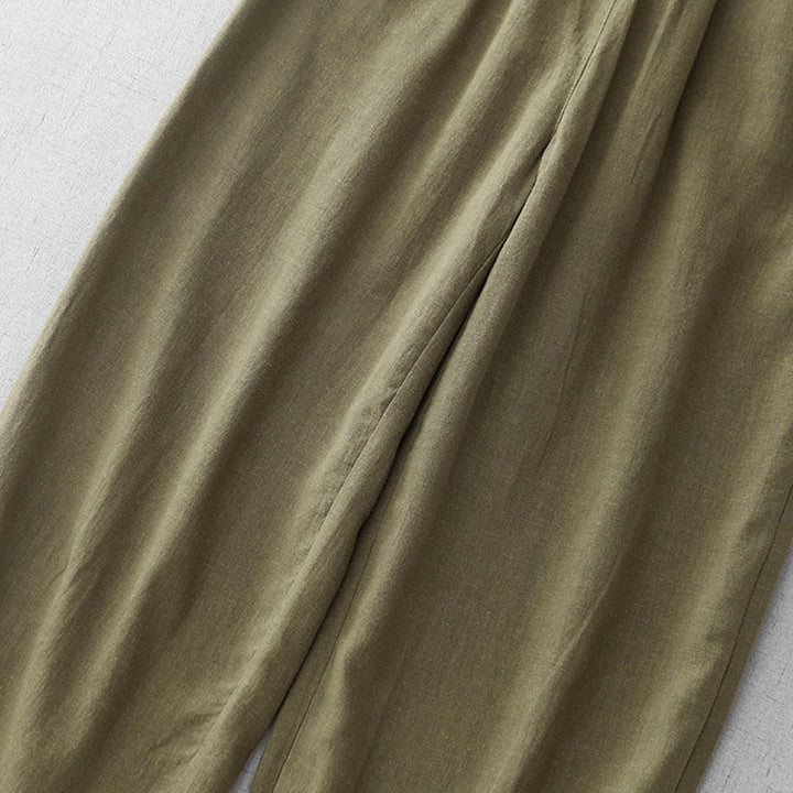 Pantaloni da donna Buddha Stones Casual Plain Rope in cotone, lunghezza 7-8, con tasche - image 5