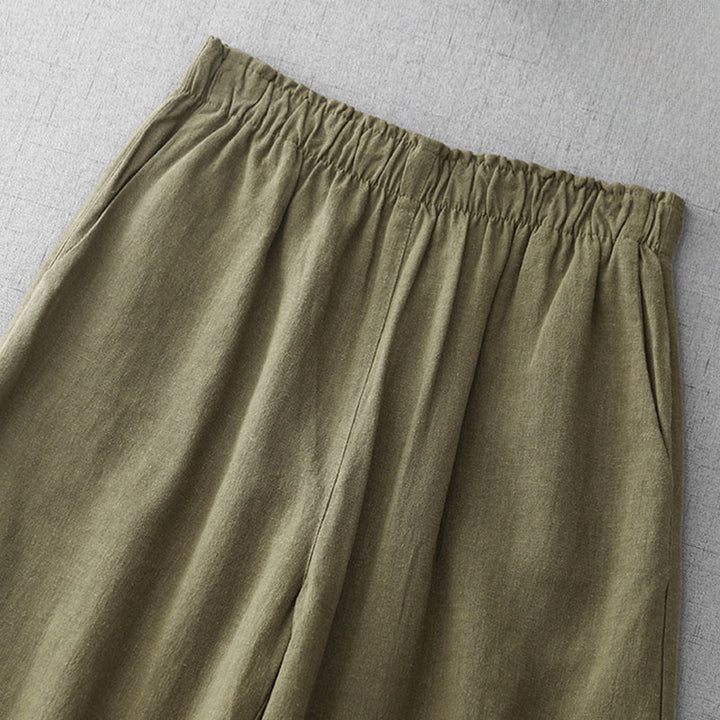 Pantaloni da donna Buddha Stones Casual Plain Rope in cotone, lunghezza 7-8, con tasche - image 2