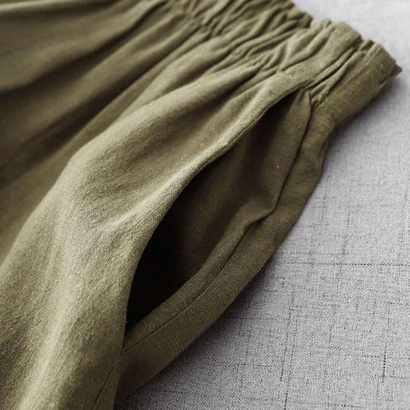 Pantaloni da donna Buddha Stones Casual Plain Rope in cotone, lunghezza 7-8, con tasche - image 6