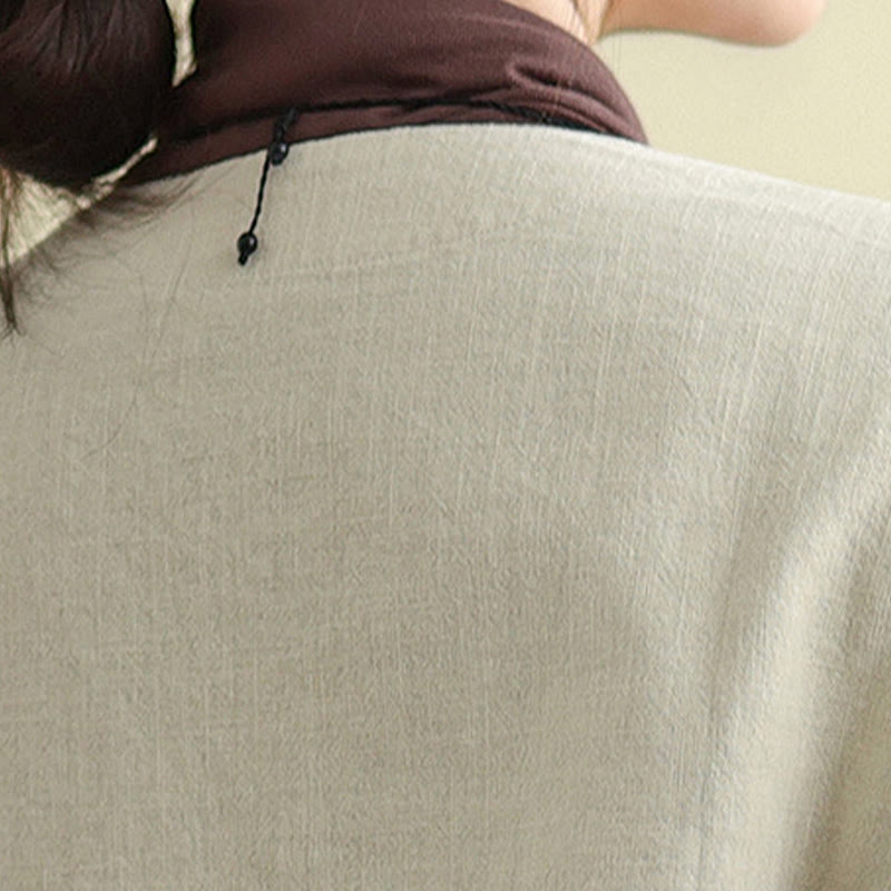 Giacca da donna in cotone con scollo rotondo e maniche lunghe Buddha Stones con tasche - image 7