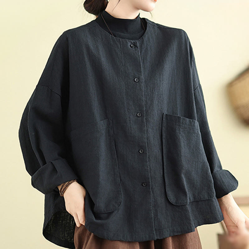 Giacca da donna in cotone con scollo rotondo e maniche lunghe Buddha Stones con tasche - Nero - US14, UK/AU18, EU46 (2XL) - image 10