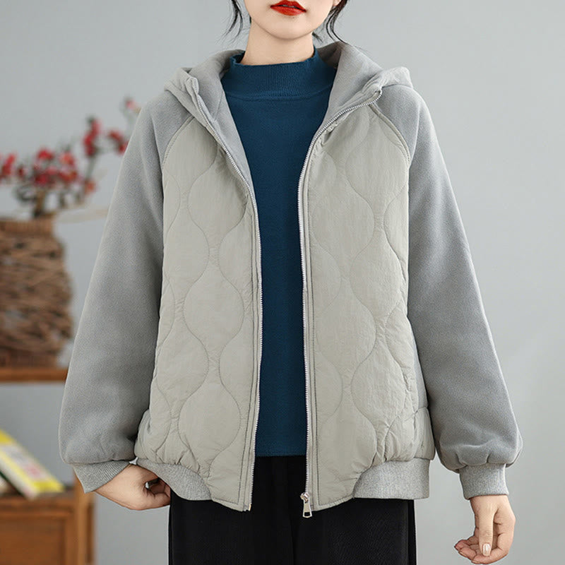 Giacca da donna in cotone con cappuccio caldo e spesso a maniche lunghe Buddha Stones con tasche - Grigio scuro - US14, UK/AU18, EU46 (2XL) - image 9
