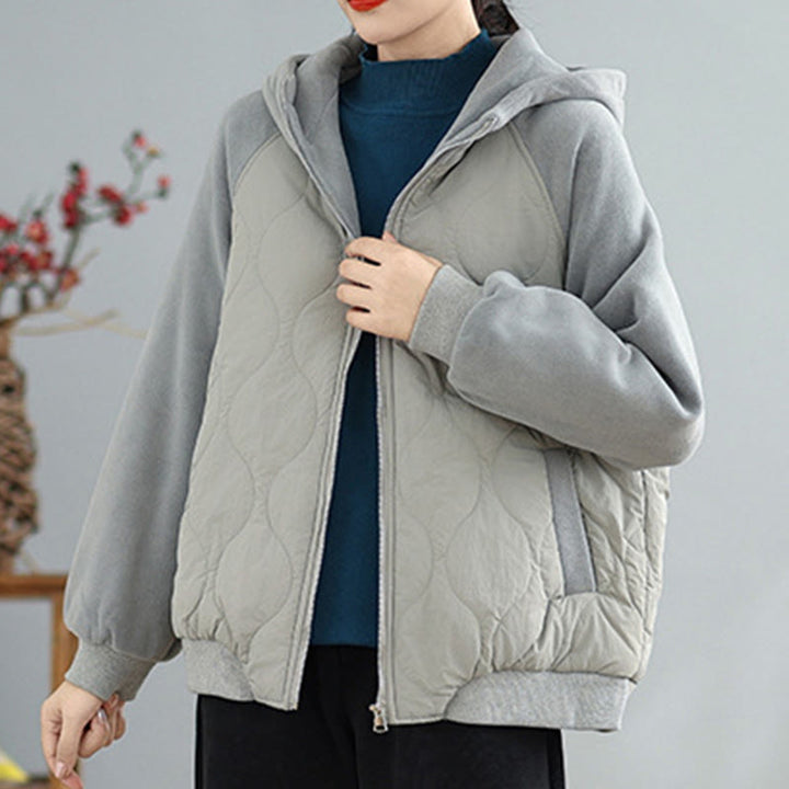 Giacca da donna in cotone con cappuccio caldo e spesso a maniche lunghe Buddha Stones con tasche - image 13