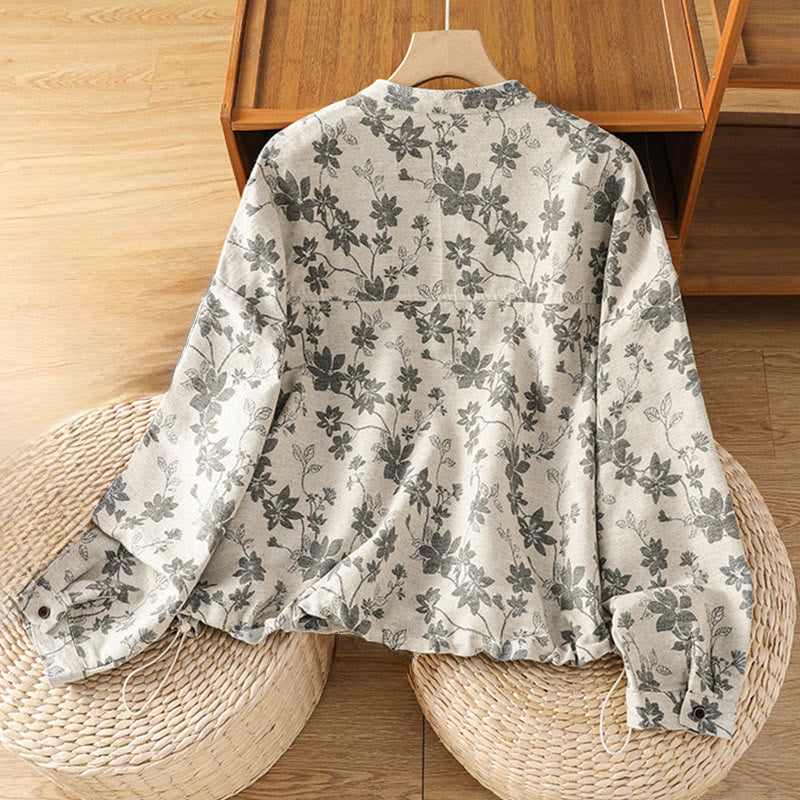 Camicia casual da donna in poliestere a maniche lunghe con motivo stampato Buddha Stones - image 1