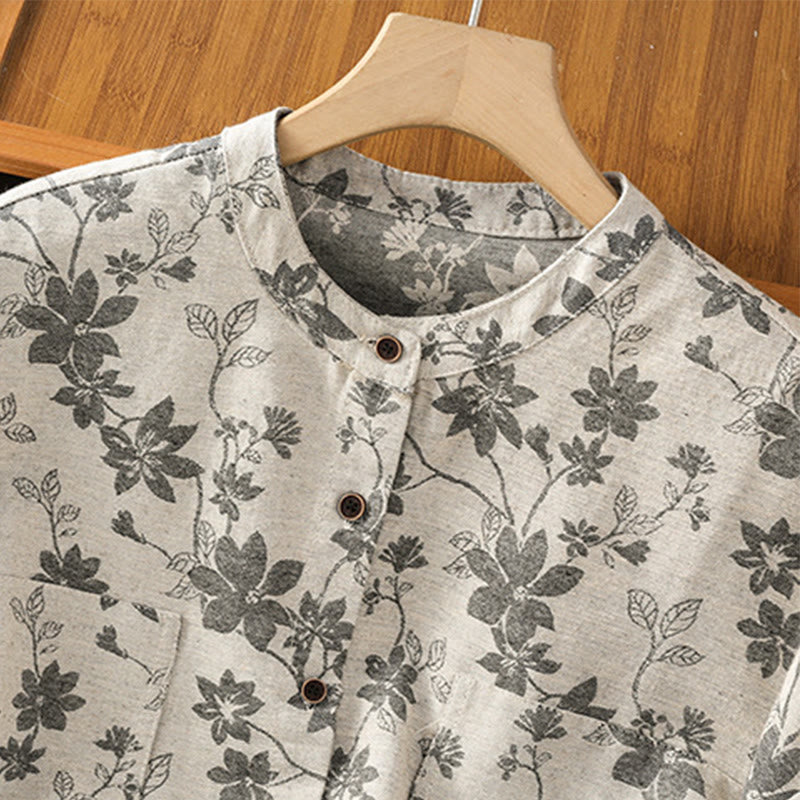 Camicia casual da donna in poliestere a maniche lunghe con motivo stampato Buddha Stones - image 4