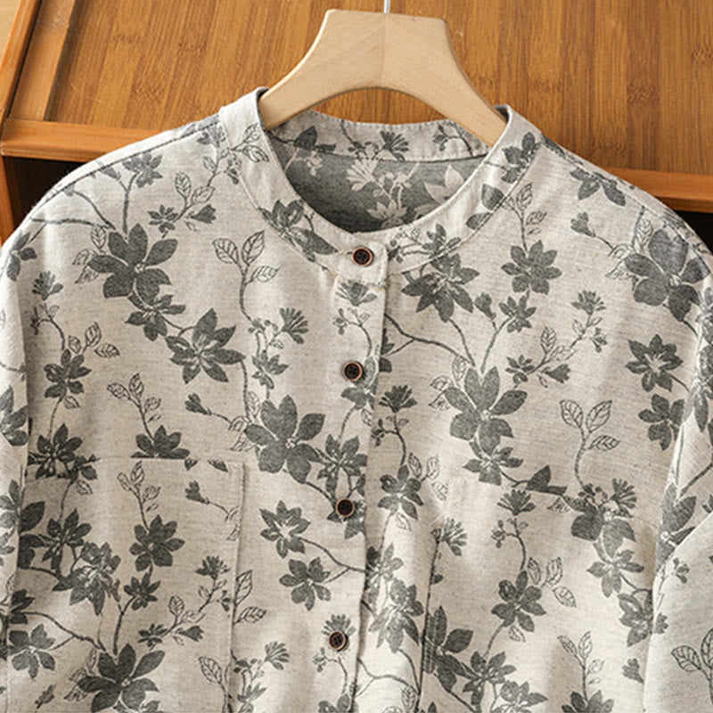 Camicia casual da donna in poliestere a maniche lunghe con motivo stampato Buddha Stones - image 2