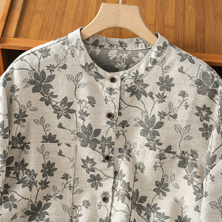 Camicia casual da donna in poliestere a maniche lunghe con motivo stampato Buddha Stones - image 2