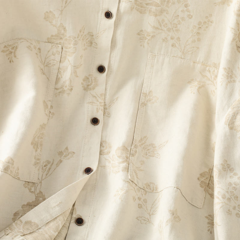 Camicia casual da donna in poliestere a maniche lunghe con motivo stampato Buddha Stones - image 15