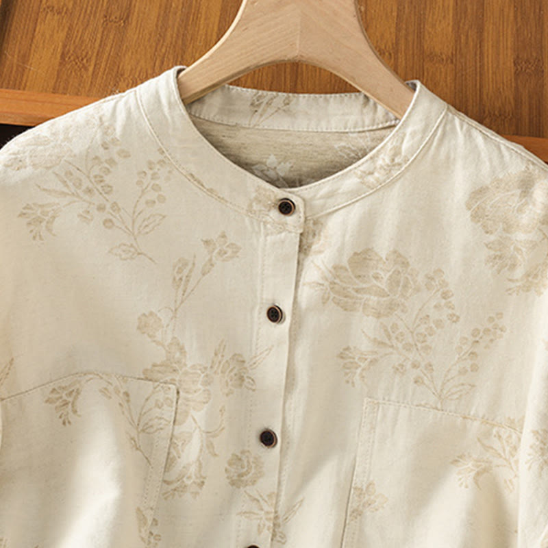 Camicia casual da donna in poliestere a maniche lunghe con motivo stampato Buddha Stones - image 12