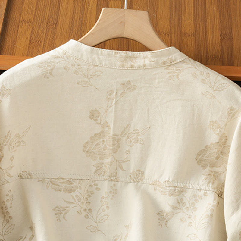 Camicia casual da donna in poliestere a maniche lunghe con motivo stampato Buddha Stones - image 13