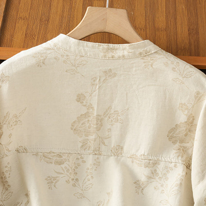 Camicia casual da donna in poliestere a maniche lunghe con motivo stampato Buddha Stones - image 13