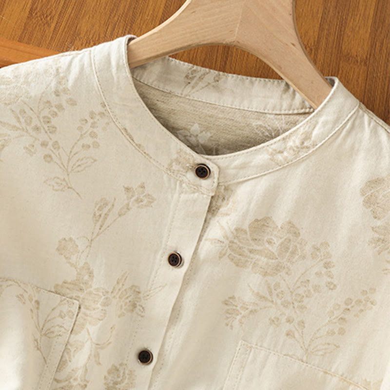 Camicia casual da donna in poliestere a maniche lunghe con motivo stampato Buddha Stones - image 18